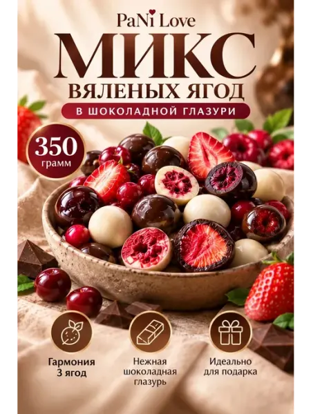 Ягоды в шоколаде ассорти клубника, вишня, клюква PaNi Love