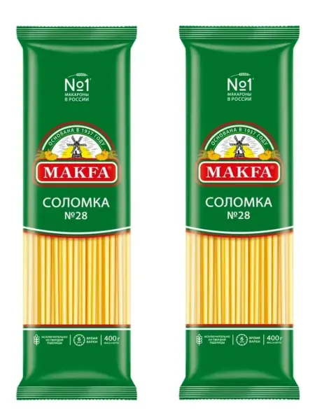 Макаронные изделия соломка, 2 уп по 400 г Makfa