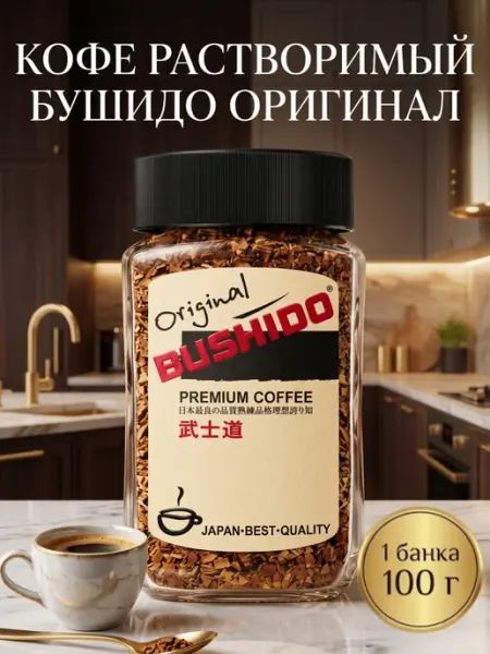 Original кофе растворимый Бушидо Оригинал, 100гр BUSHIDO