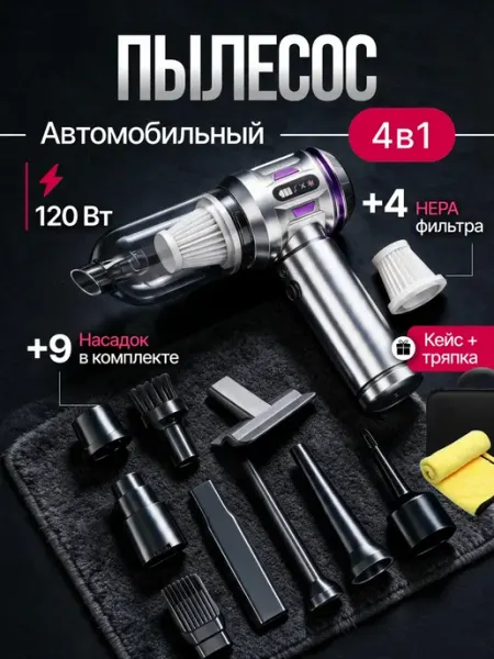 Пылесос для автомобиля беспроводной мощный машинный FixZone