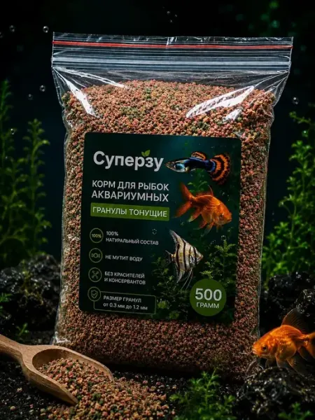 Корм для рыбок аквариумных гранулы тонущие 500г