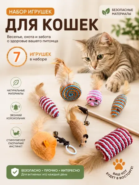 Набор игрушек дразнилок для кошки