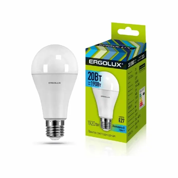 Ergolux Электрическая светодиодная лампа LED-A65-20W-E27-6K