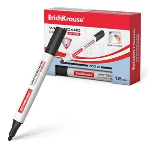 Маркер для досок ErichKrause W-170, цвет чернил черный (в коробке по 12 шт.)