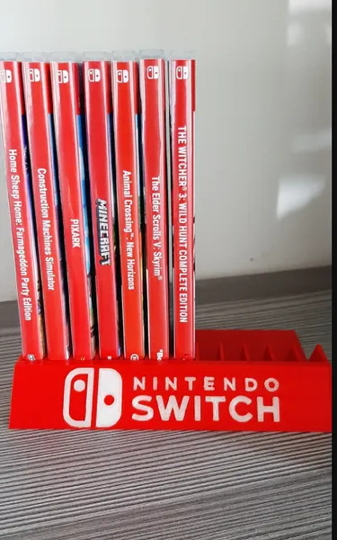 Подставка для картриджей Nintendo Switch красная с белой надписью на 12 игр