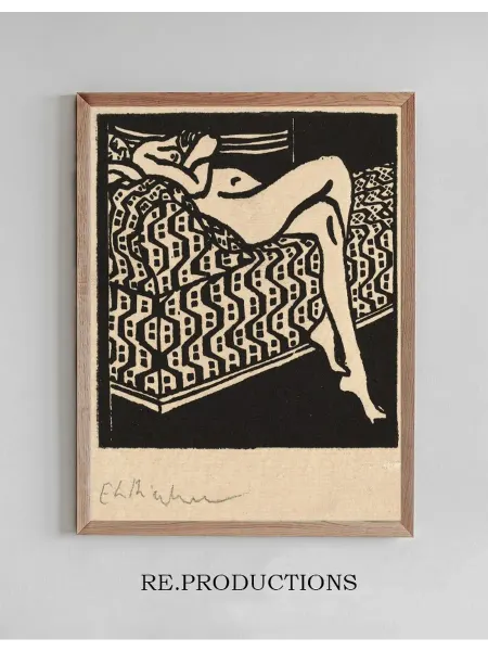 Re.productions Постер Nude Girl Lying on a Sofa - Ernst Ludwig Kirchner