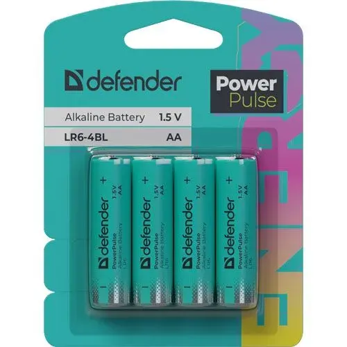 Батарейка AA щелочная Defender PowerPulse LR6-4 BL блистер