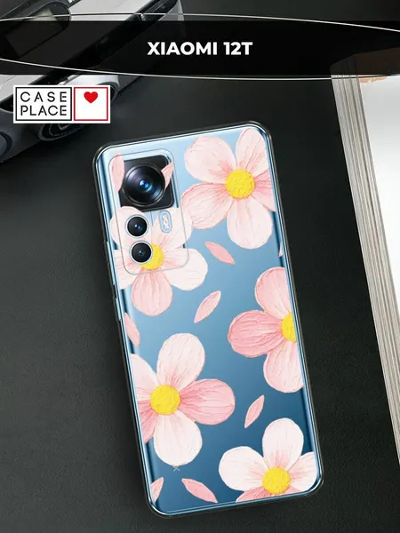 Чехол на Xiaomi 12T/12T Pro / Сяоми 12T/12T Про с принтом "Розовые ромашки"