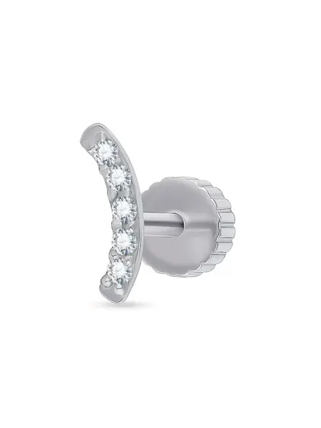 Пирсинг в ухо с фианитами серебро 925 пробы 585Gold