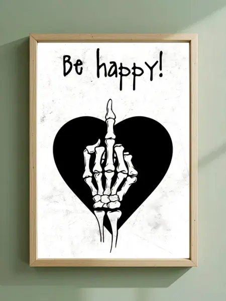 Постер на стену Be Happy Skull — Череп “Be Happy” А3