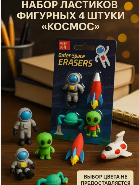 Набор ластиков фигурных "Космос", 4 штуки, 1 набор, МИКС Calligrata