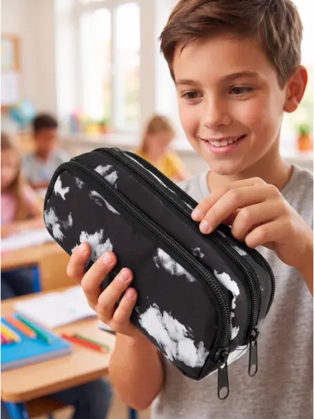 Пенал школьный подростковый на молнии облака ЖИВИ ЯРКО