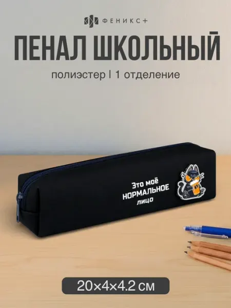 Пенал школьный 20х4х4.2 см из полиэстера Феникс+