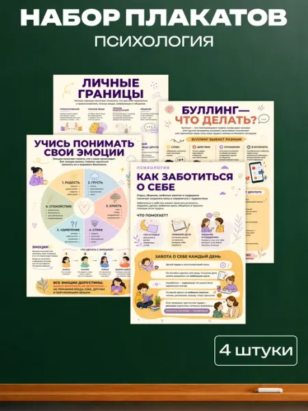 Набор обучающих плакатов А4 Психология Школа и точка