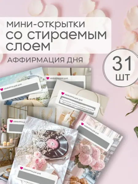 Мини открытки аффирмация дня со стираемым слоем ПРИКС SHOP