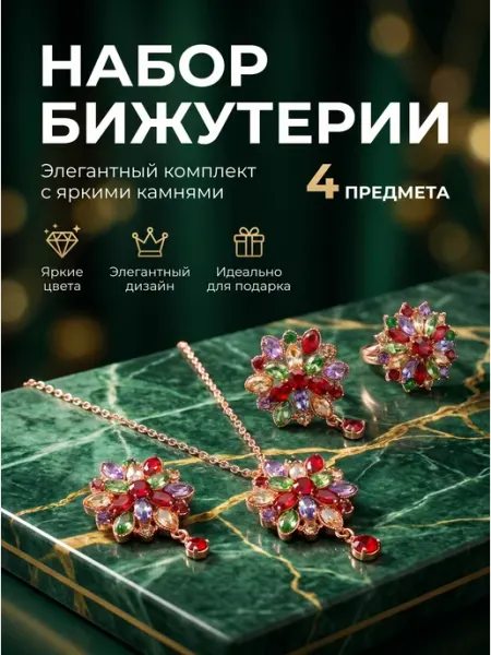 Набор бижутерии женский с хризантемой