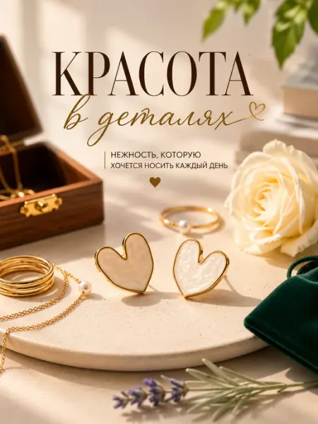 Серьги сердечки гвоздики AL BREND
