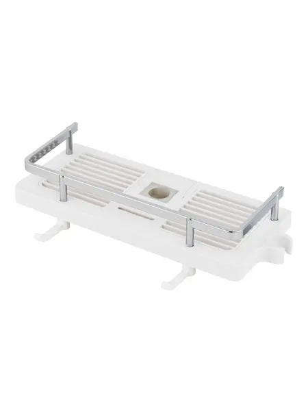 Полка для душа, хром, белая, 12x6x29 см, для ванной, нагрузка до 5 кг