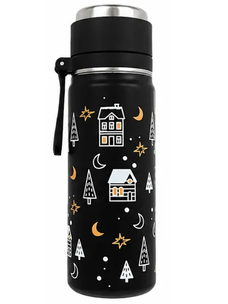 Термос для чая и кофе 0,5 л металлический PERFECTO LINEA Snowy Spell черный (27-500225)