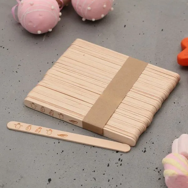 Палочки для мороженого деревянные «Пингвины», набор 50 шт, 11.4×1 см