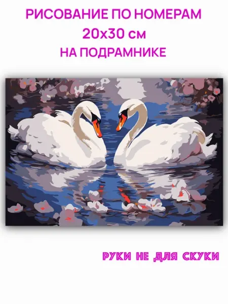 Картина по номерам 20х30 см Лебеди CN0112 Руки не для скуки