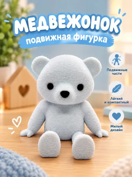 Фигурка Белый Медвежонок 3д печать Мульт.ИК