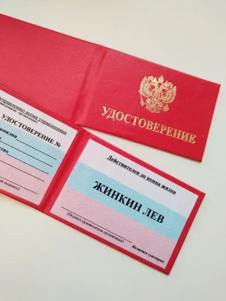 Удостоверение сувенирное ксива Жинкин Лев