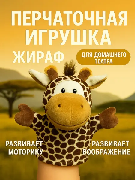 Мягтой Мягкая игрушка на руку жираф