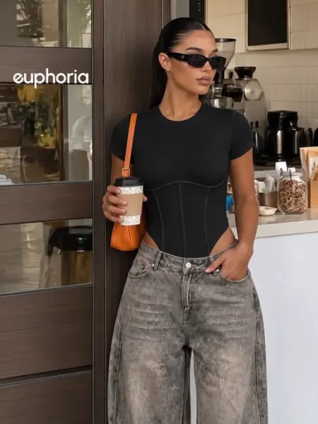 EUPHORIA Боди с коротким рукавом утягивающее на кнопках