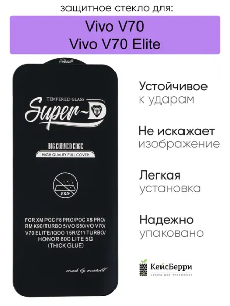 Защитное стекло для Vivo V70 (Elite), серия MK КейсБерри.