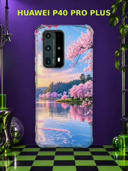 Чехол на Huawei P40 Pro Plus сакура и пагода PRINTberries