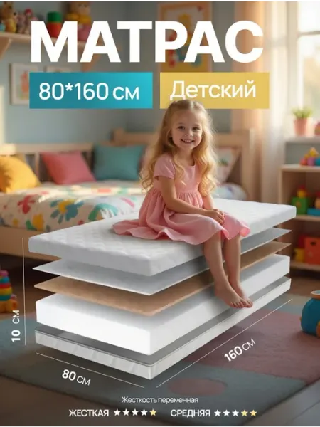 Матрас детский 160х80 ортопедический с кокосовой койрой DobroMeb