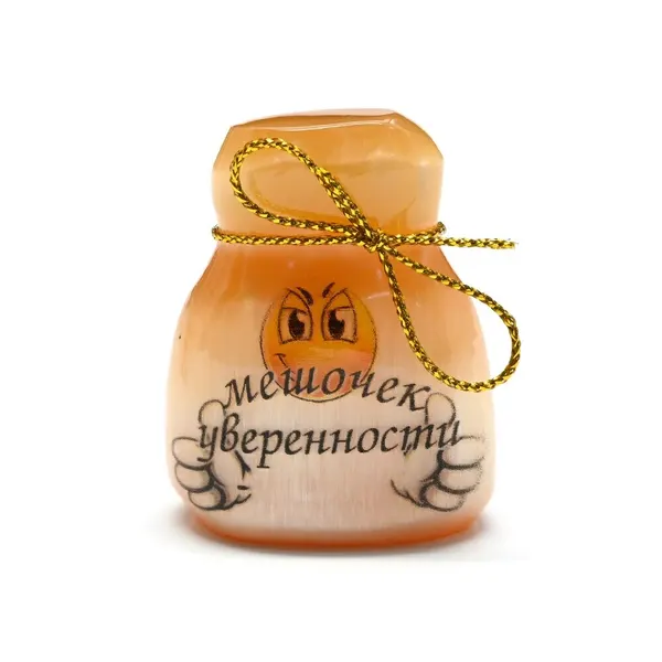 Талисман из камня селенита Мешочек-Уверенности, 38*23*48мм.