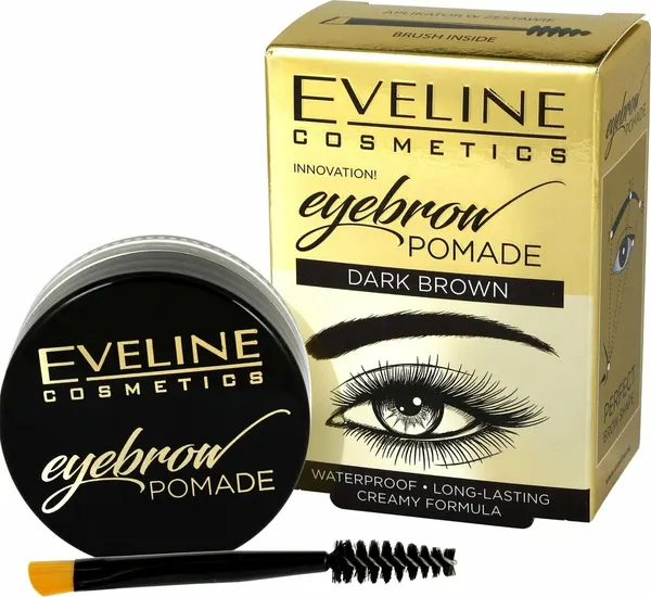 Помада для бровей Eveline Cosmetics, кремовая, водостойкая, оттенок Dark Brown