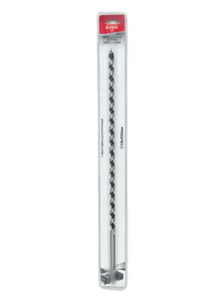 Сверло д дерева,10x450мм,1шт,хв-шестигранник,шнековое ELITECH
