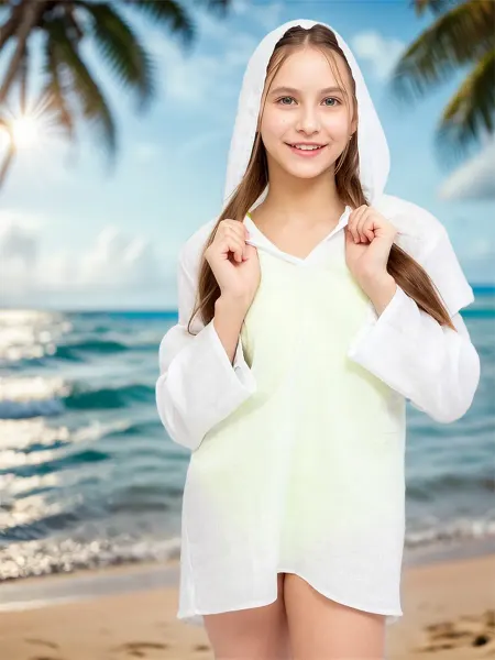 EvaKids Туника пляжная детская из муслина с капюшоном