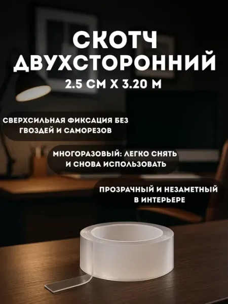 Нано клейкая лента двухсторонний многоразовый скотч Telegei