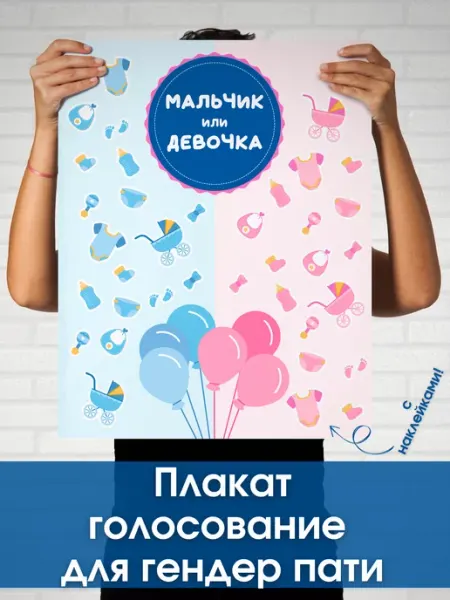Плакат постер для гендер пати голосование с наклейками декор ARTHOMERY