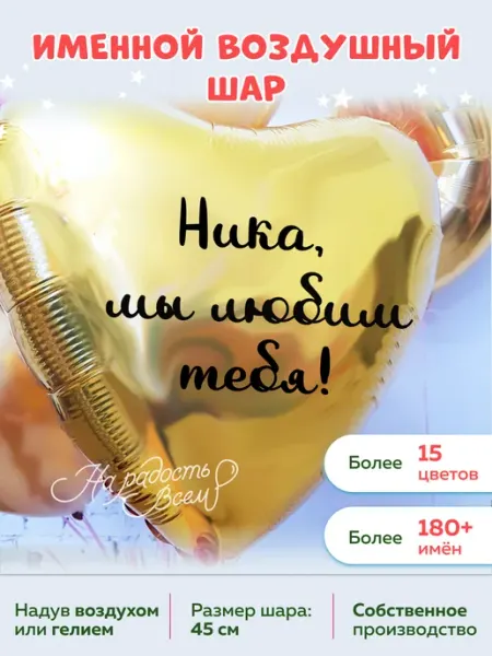 Воздушный шар сердце Ника, Мы любим тебя На радость всем