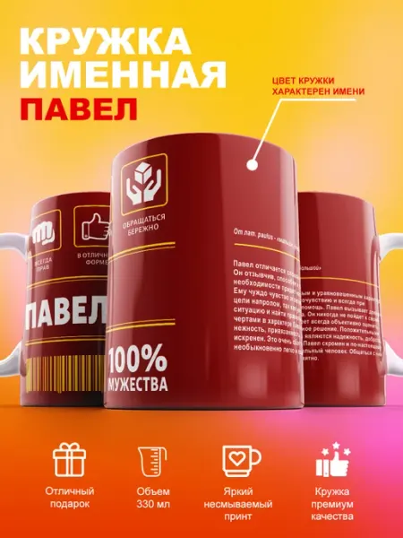 Именная кружка Павел керамическая в подарок 330мл cup-cup
