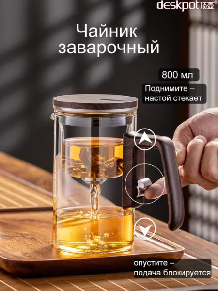 Чайник заварочный магнитный стеклянный Гунфу 750 мл Deskpot deskpotin