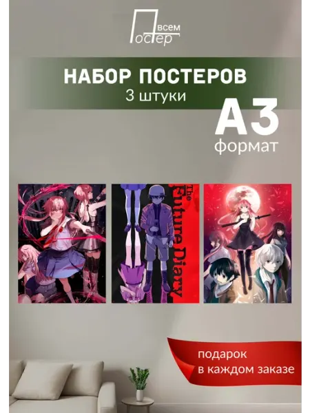 Постеры на стену Дневник будущего Аниме Постер всем