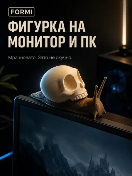 Фигурка-статуэтка на монитор и корпус ПК Череп-Улитка Formi