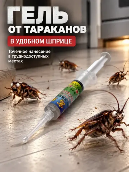 Гель от тараканов в шприце, средство от насекомых Лунерис 2