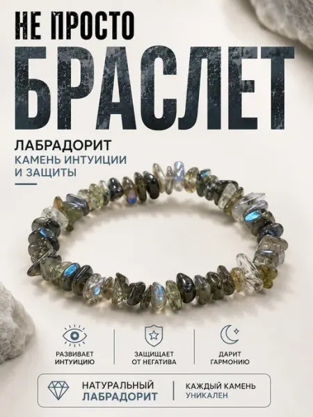 Браслет лабрадорит натуральный камень оберег AURA VITA