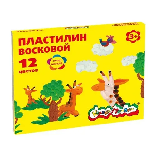 Пластилин КАЛЯКА-МАЛЯКА восковой 12 цветов
