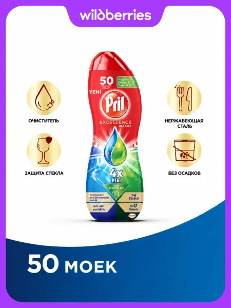 PRIL Гель для посудомечных машин Excellence By Somat, 900мл