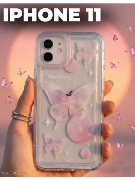 Чехол на iPhone 11 силиконовый с принтом "бабочка" VIVIDVEST