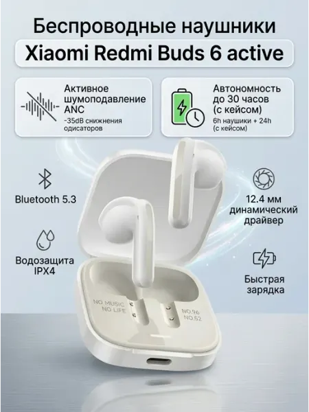 Наушники беспроводные Xiaomi Redmi BUDS 6 ACTIVE BT5.4 Xiaomi Redmi AirDots
