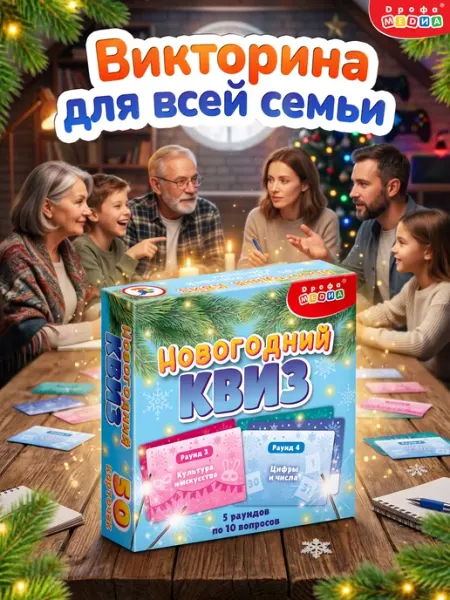 Настольная игра на новый год для всей семьи Новогодний квиз Дрофа-Медиа